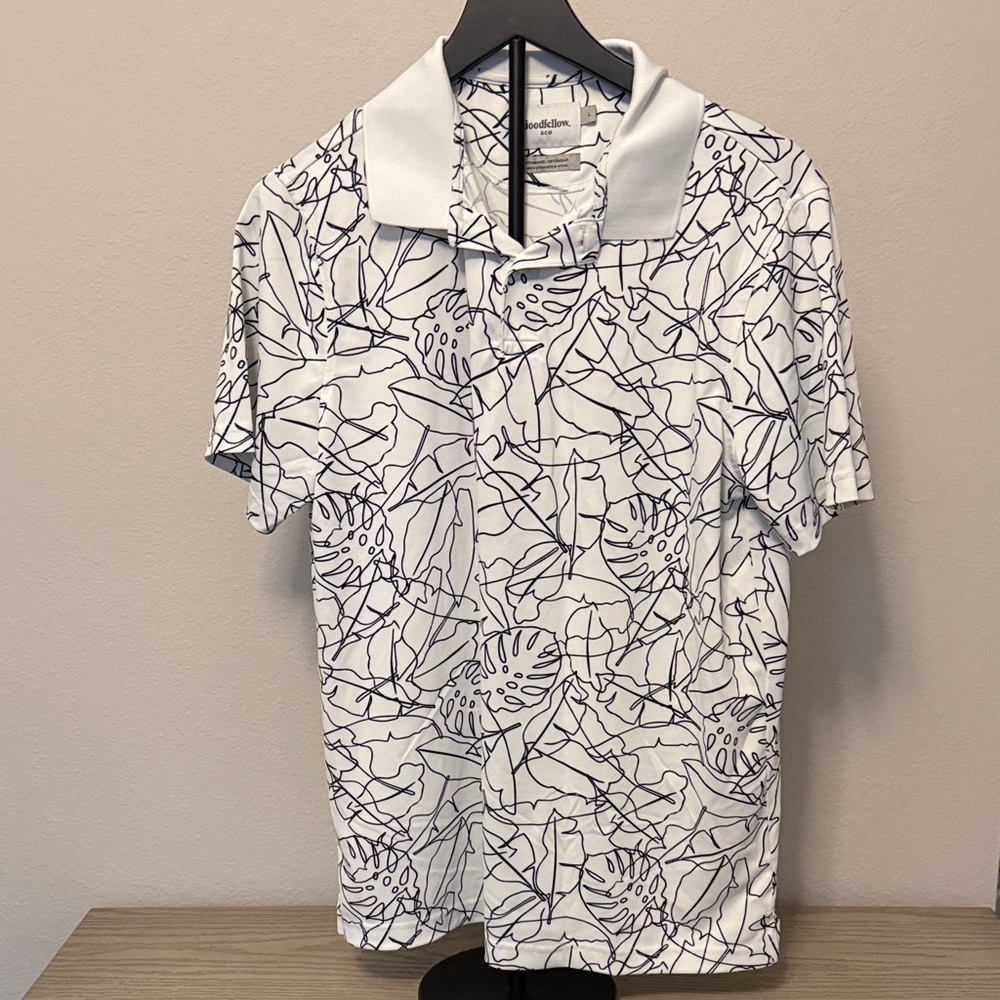 Goodfellow & Co Monochrome Leaf Pattern Polo